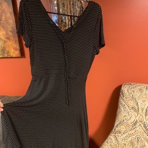 Comfortable black with white polka dots dress!